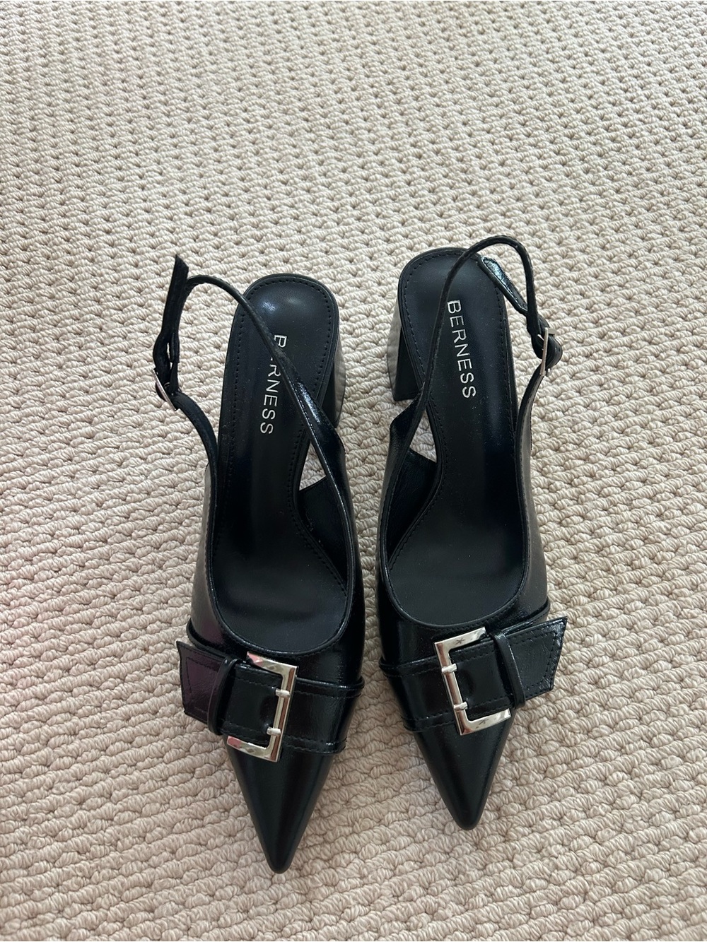 Berness block heel sling back pump